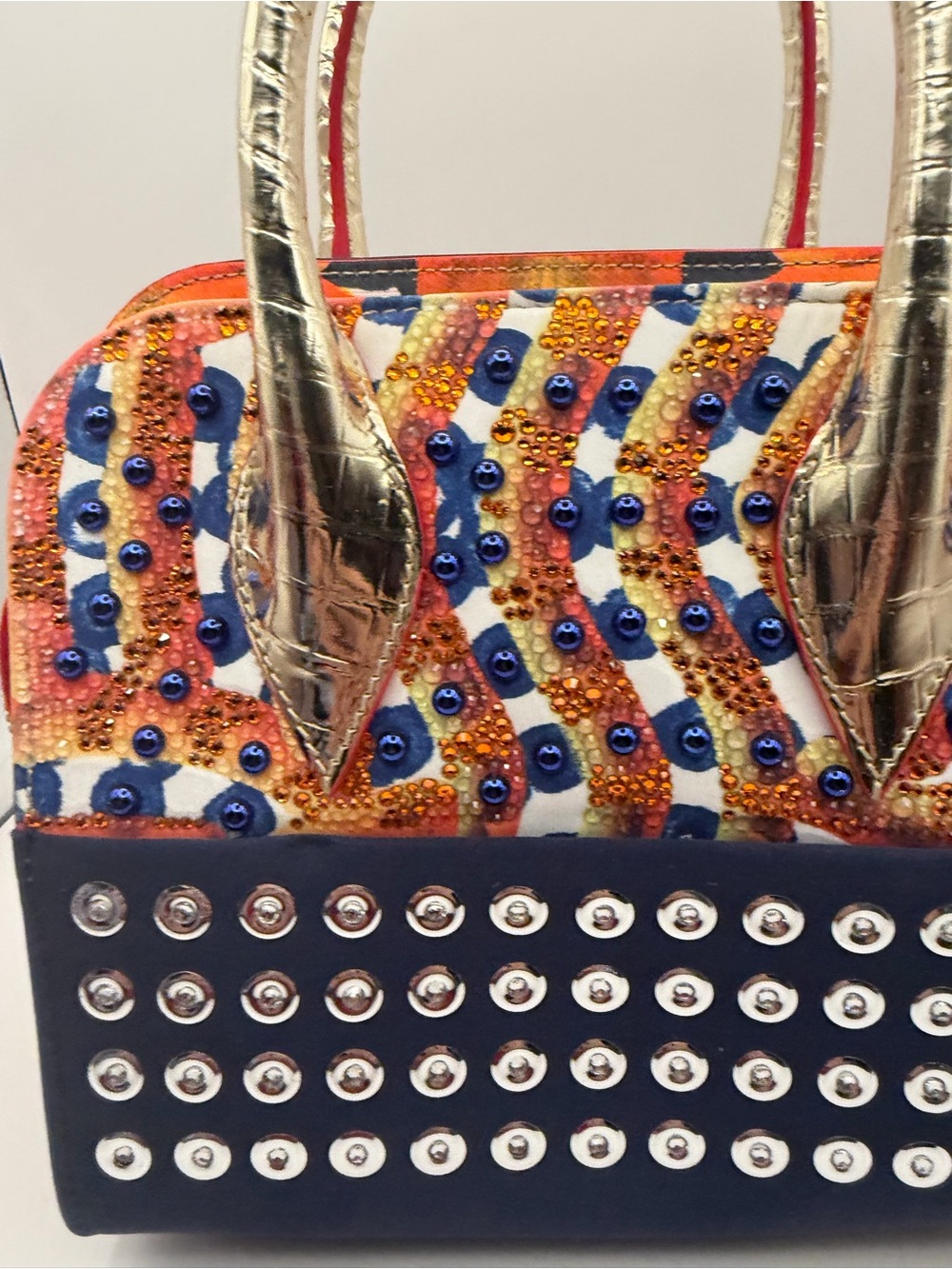 Christian Louboutin Eloise Top Handle Bag Embellished Printed Satin Mini. W/COA - Picture 3 of 14